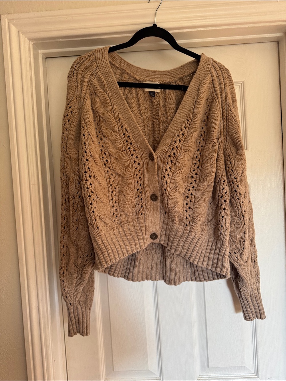 Universal Thread Tan Cable Knit Button-Front Cardigan